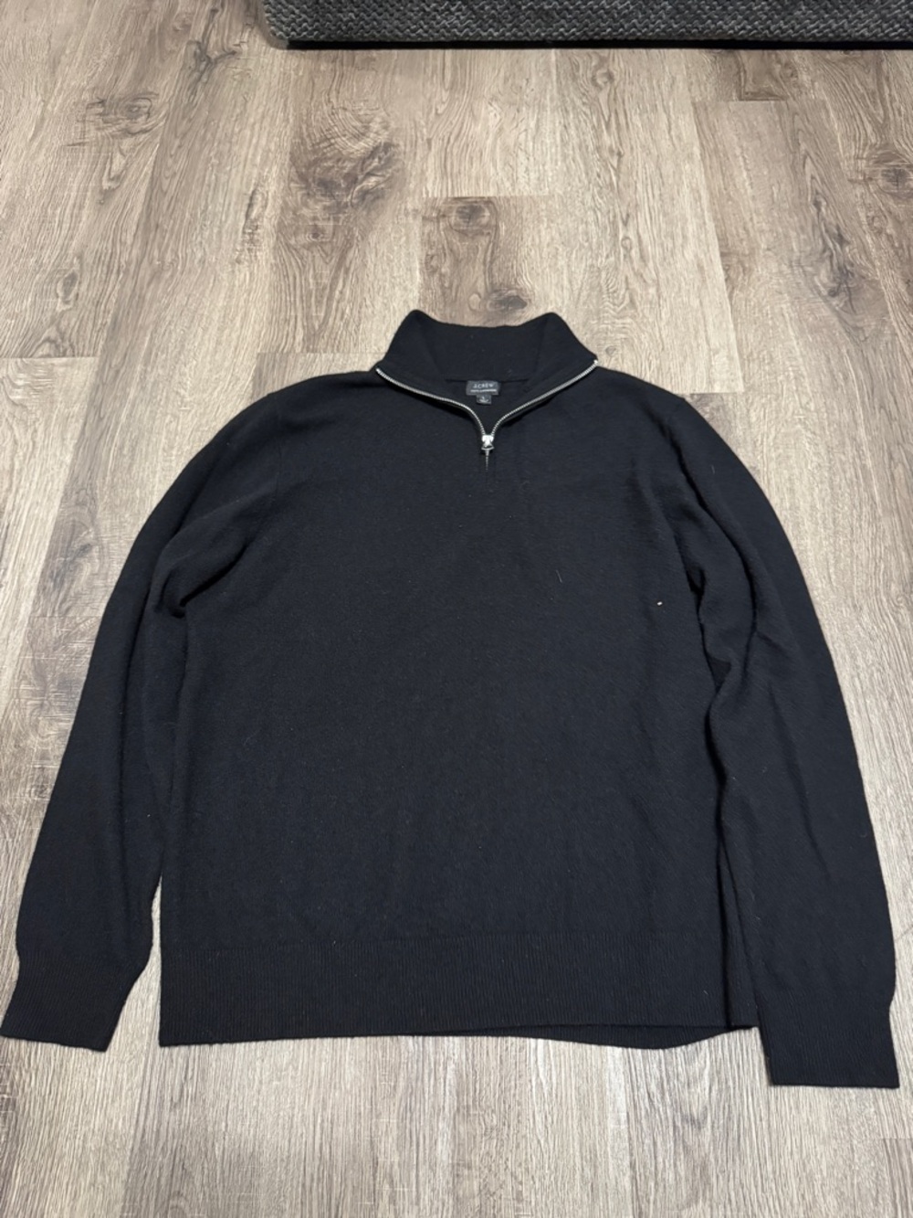 100% cashmere J. Crew Men's Black Half-Zip Mock Neck Sweater